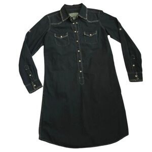 Ryan Michael Women Shirt Dress Size M Black Western Rodeo Concert